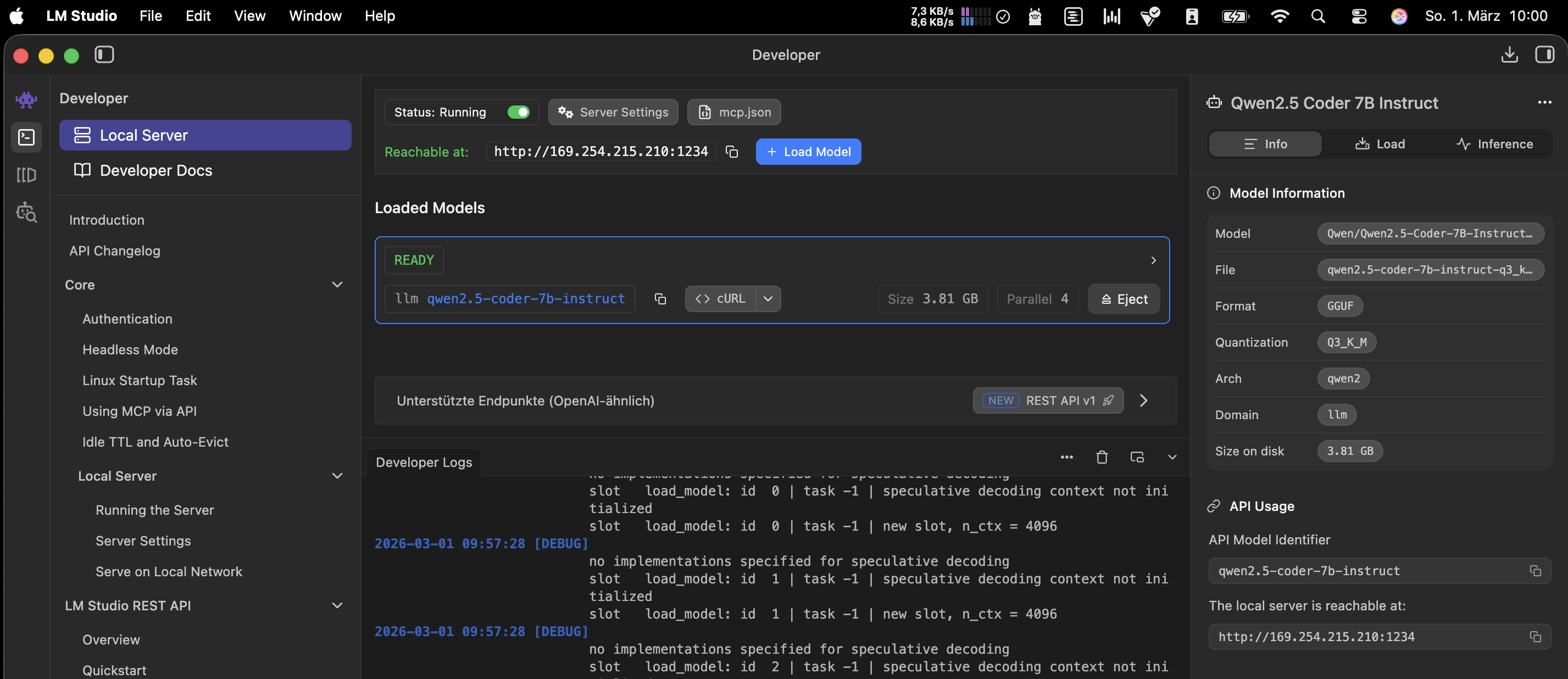 LM Chat Interface mit lokalen Modellen auf dem MacBook M1